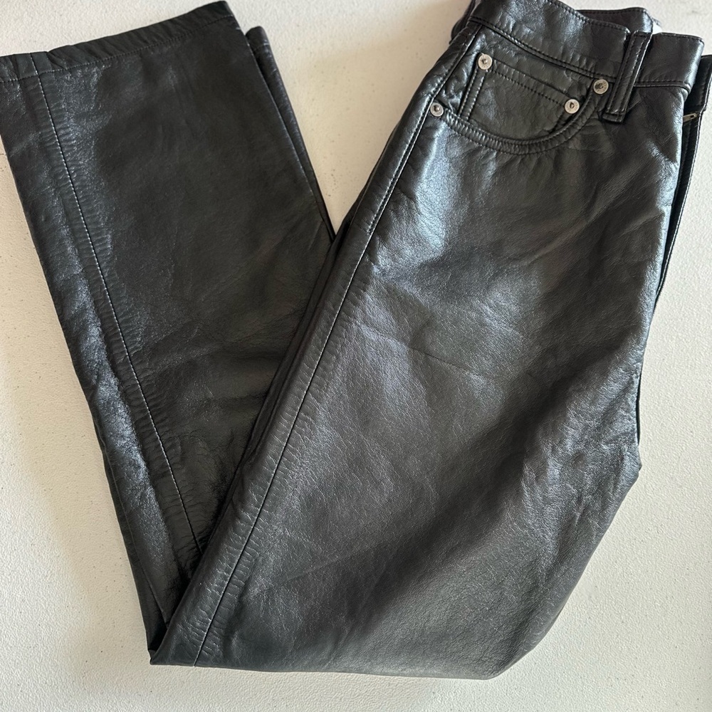 AGOLDE Recycled Leather Fitted 90s Pinch Waist women’s Pants - Picture 6 of 14